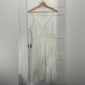 NWT White Eyelet Spaghetti Straps Cotton Midi Dress by Aqua Sz M Bloomingdale’s